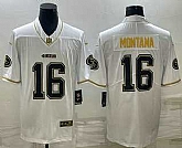 Men's San Francisco 49ers #16 Joe Montana White Gold Stitched Jersey,baseball caps,new era cap wholesale,wholesale hats